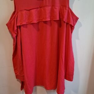 Elegant Sleeveless Ruffle Tunic - Vibrant Red ** Cold Shoulder **